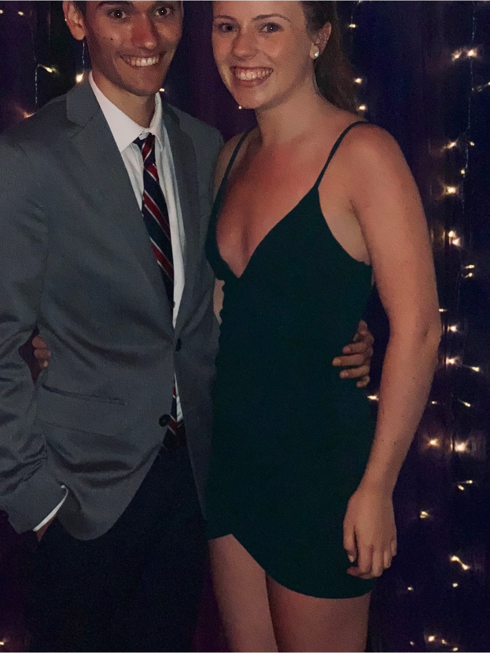 Blue Blush Deep Green Spaghetti Strap Wrap Mini Dress